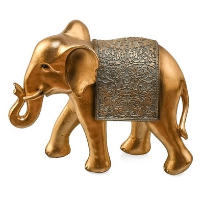 Curl Trunk Elephant Grey & Gold Polyresin Animal Figurine Modern Elephant Grey & Gold Curl Trunk Polyresin Animal Figurine