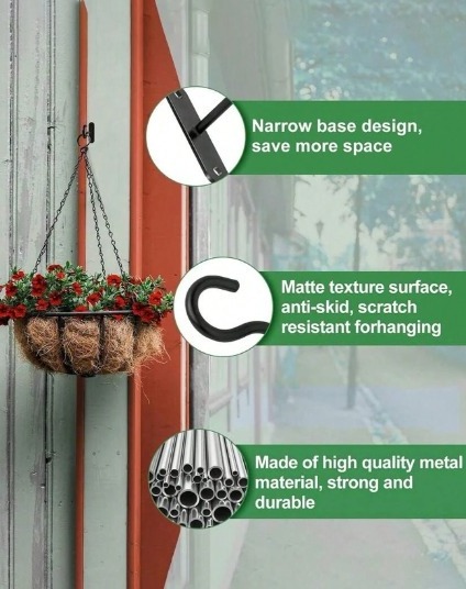 Customizable Iron Hanging Hooks: Versatile Ceiling Balcony And Wall Hooks For Plant Baskets And Clothes Drying