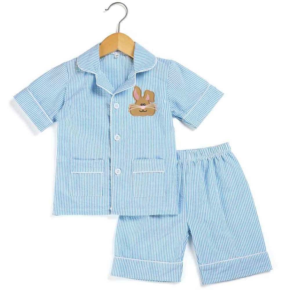 Easter Bunny 100% Cotton Short Sleeve Sibling Matching Pajamas Wholesale Kids Sleepwear Pyjamas Sets