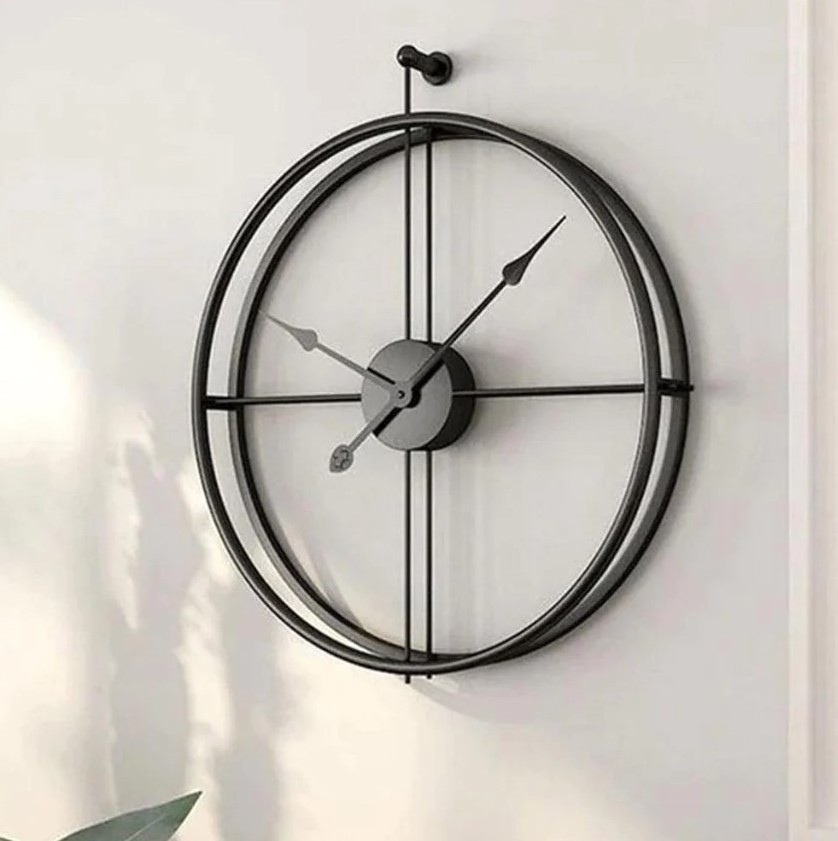 Nordic Star Four Corner Wooden Decorative Wall Clock With Walnut Finished Home Decor Living Room