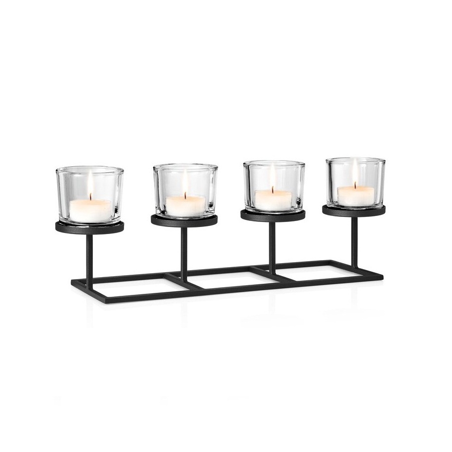 Modern Home Nordic Designer Metal Iron Decorative Black Tealight Candle Stand Five Candles