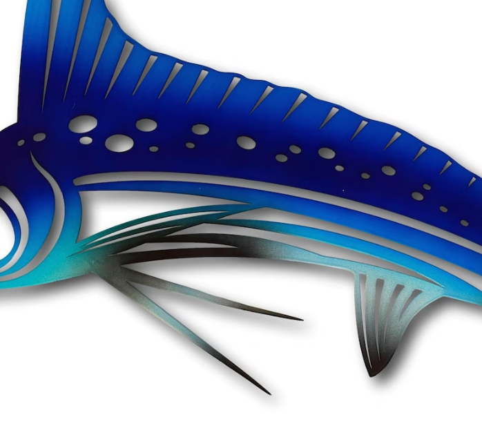 Ak Brass Dark Blue Fish Wall Decor And Metal Hanging Art For Living Room Art