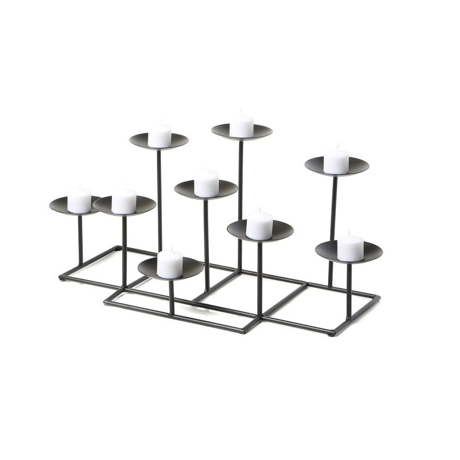 Modern Home Nordic Designer Metal Iron Decorative Black Tealight Candle Stand Five Candles