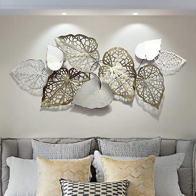 Ak Brass Iron Metal Big Decorative Natural Leafs Wall Hanging Art For Wall Decor