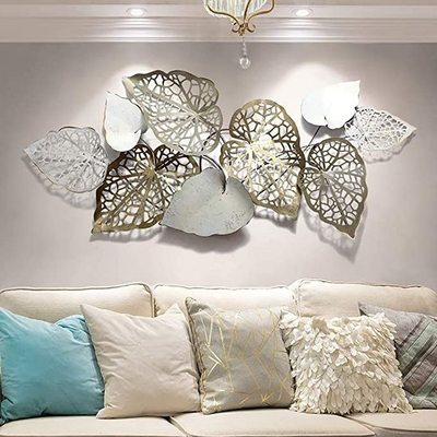 Ak Brass Iron Metal Big Decorative Natural Leafs Wall Hanging Art For Wall Decor