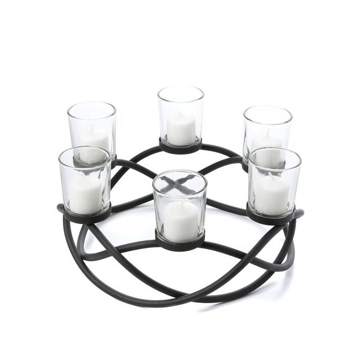 Modern Home Nordic Designer Metal Iron Decorative Black Tealight Candle Stand Five Candles