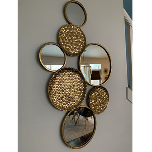 Ak Brass Metal Antique Design Metal Abstract With Mirror Wall Art