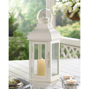 Hot Selling Customized White Small Metal Glass Lantern For Decorative Tealight Candle Holder Home Decor