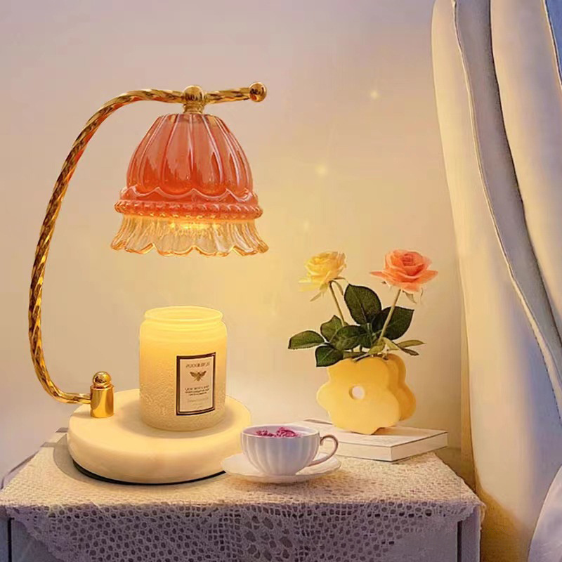 Luxury Heat Lighting Aroma Dimming Bedside Pink Scented Candles Electric Lamp Candle Warmer Lamp