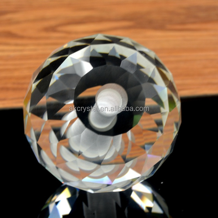 Wholesale40,50, 60,70,80,90,100mm clear solid glass ball faceted hanging crystal ball sphere with hole