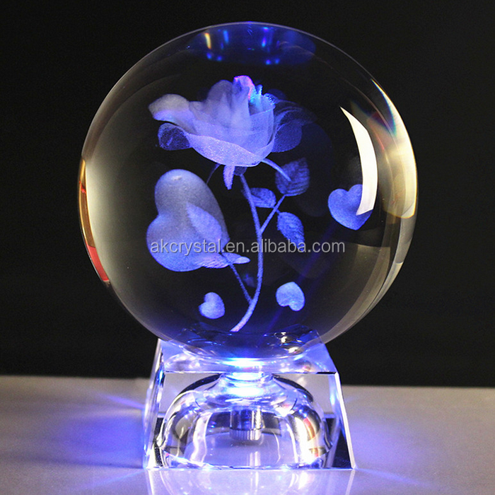 Graduation Gifts Decorative Award Good Design 3D Laser Engrave Solar System Galaxy Crystal Ball With Led Base