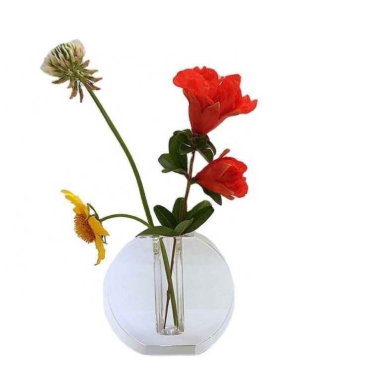 Simple Transparent Home Tabletop Decoration Mini Clear Crystal Glass Single Flower Vase