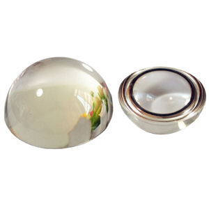 Customized Blank Transparent Glass Hemisphere  Dome magnifier Crystal Round Paperweight