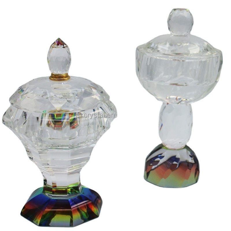 2022 New Design Home Indoor Decorative Transparent Crystal Incense Oil Burner With Lid