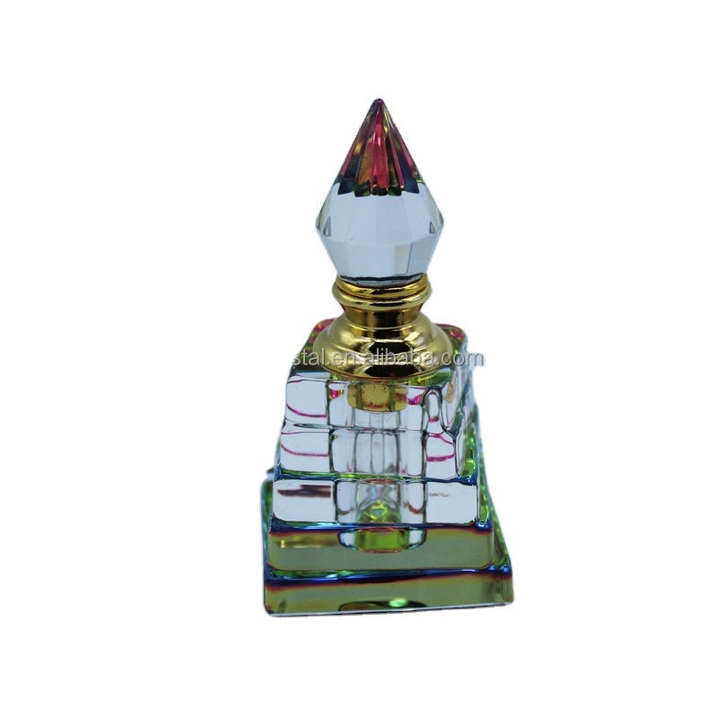 Islamic crystal gifts arabic egyptian pyramid shape 3ml crystal attar perfume bottles with glass stick