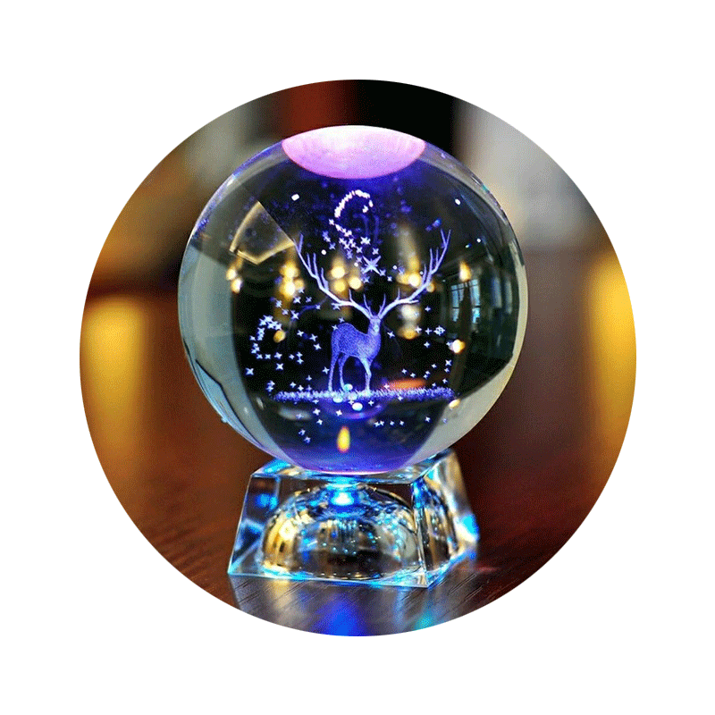 Graduation Gifts Decorative Award Good Design 3D Laser Engrave Solar System Galaxy Crystal Ball With Led Base