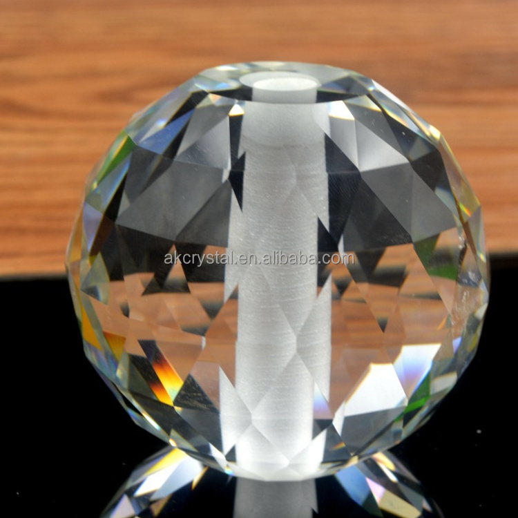 Wholesale40,50, 60,70,80,90,100mm clear solid glass ball faceted hanging crystal ball sphere with hole