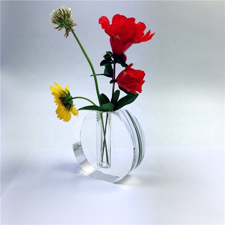 Simple Transparent Home Tabletop Decoration Mini Clear Crystal Glass Single Flower Vase