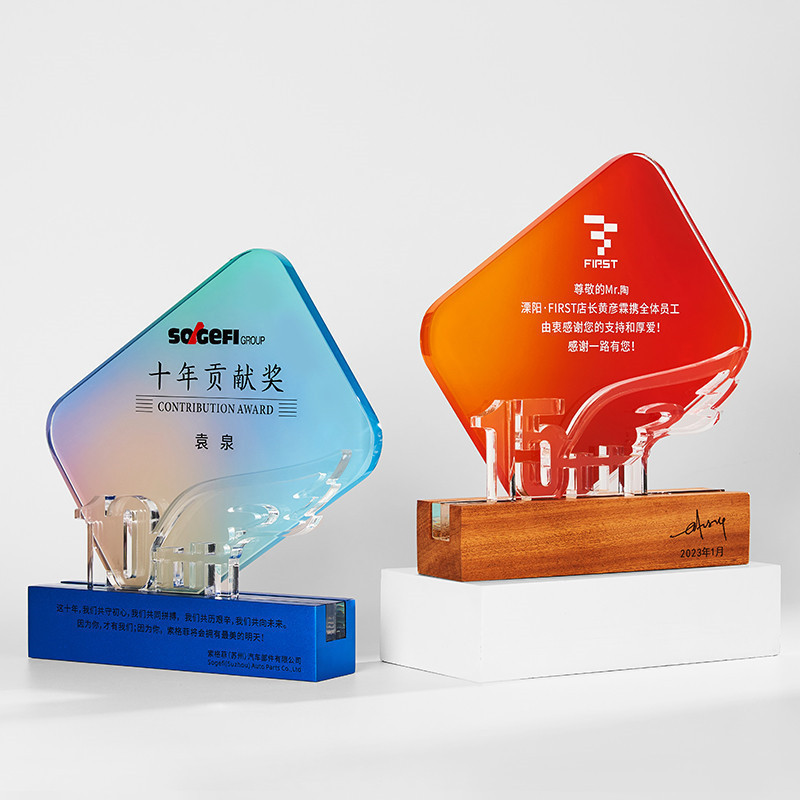 Wholesale Custom Square Clear Company Annual Meeting Anniversary Celebration Crystal Trophy Souvenir