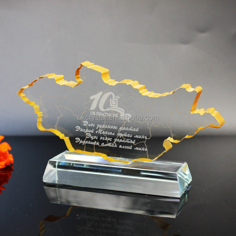 Specially Shape Printing Colorful Marathon Good Looking Cheap Custom Trophy Plaque Glass Crystal Award