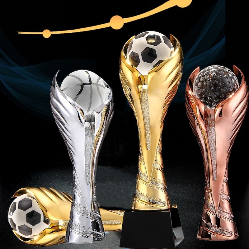 Sports Event Gold Silver Copper Crystal Basketball Football Soccer Baseball Golf Ball Sports Award Champion Trophy