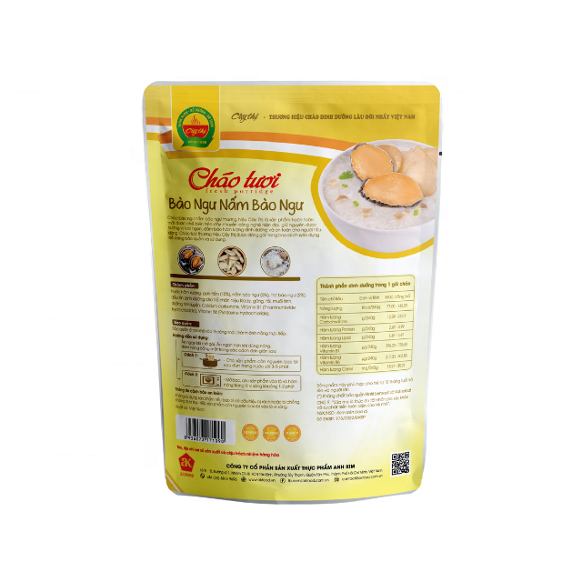 Good price Abalone & Oyster Mushrooms Porridge Fresh Ingredients Best Supplier Natural Color Ready To Eat ISO HACCP Pack in bag