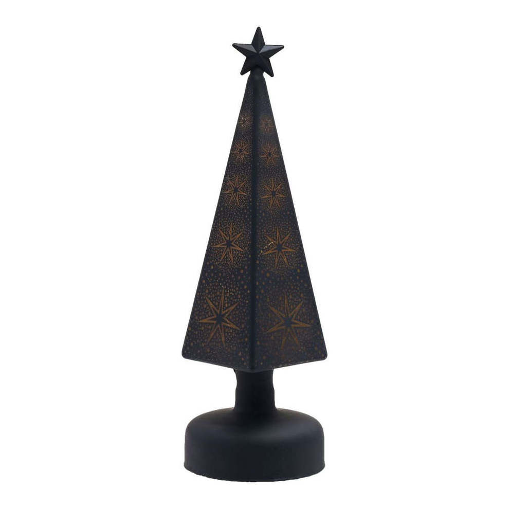 Christmas Decorations Tree Shaped Metal Votive Candle Holder Dual Tone with Stars Cutwork Metal Candle Holder