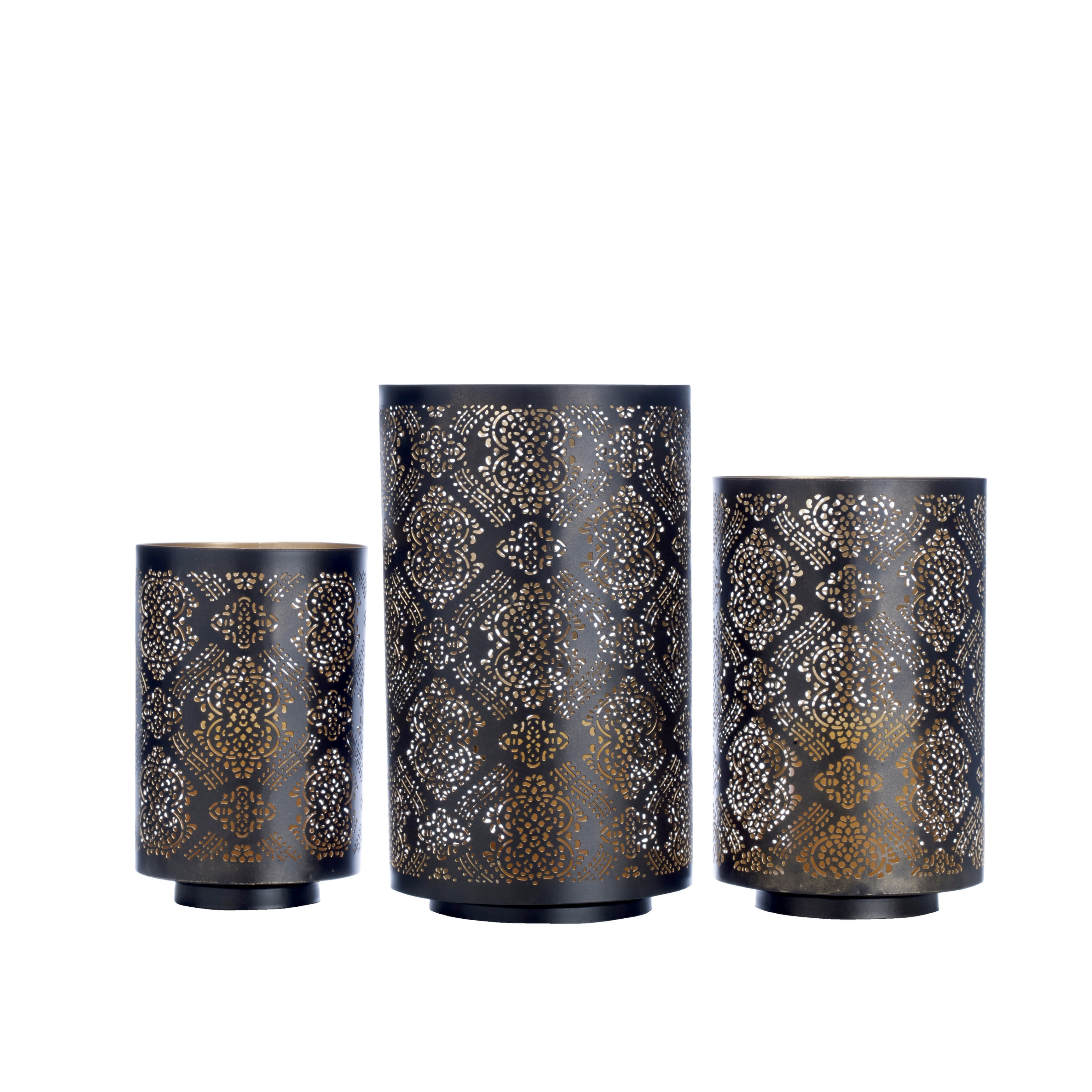 Brand New Hot Selling Etched Metal Votives Candle Holders Lanterns and Candle jars Flower Stars Custom Design Candle Holder