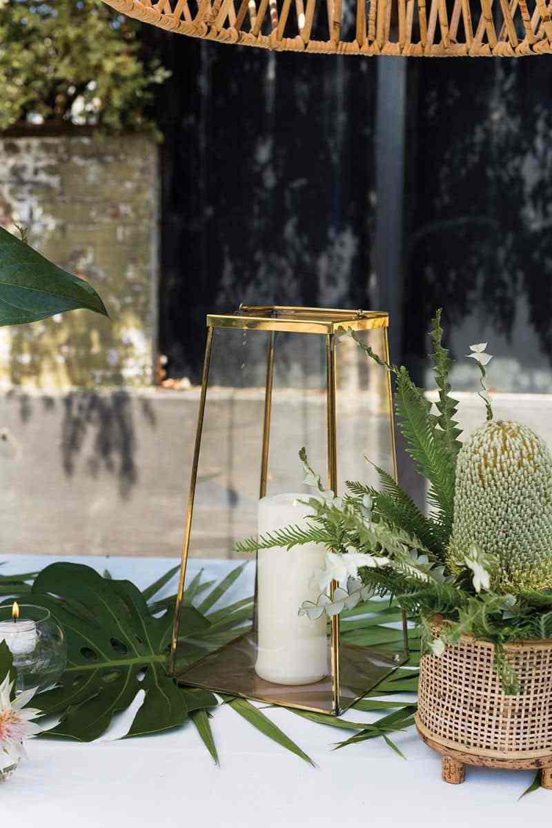 Interior and Exterior Decorative Gold Metal and Glass Candle Holders Lanterns in Different Sizes Taper Hurricane Lanterns