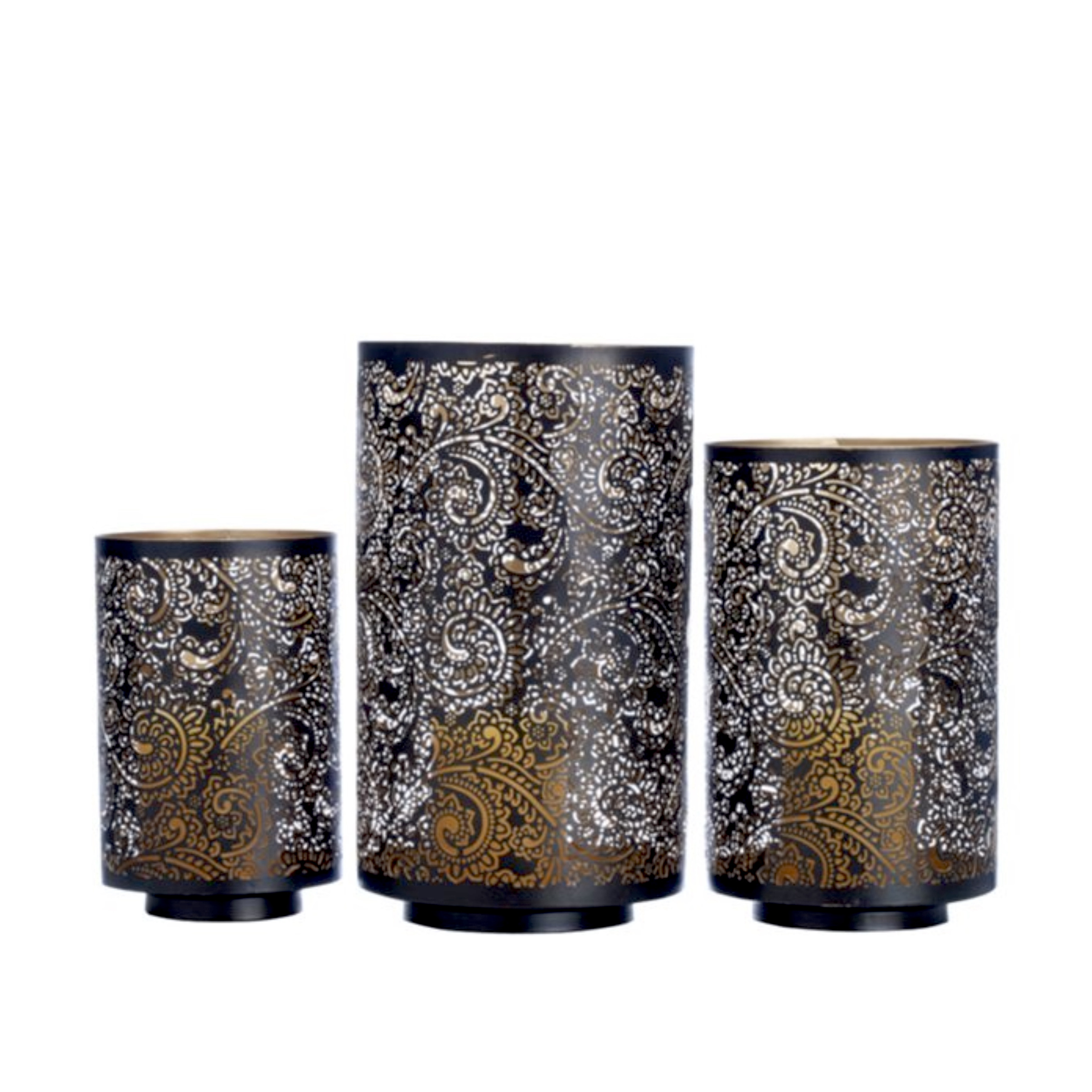 Brand New Hot Selling Etched Metal Votives Candle Holders Lanterns and Candle jars Flower Stars Custom Design Candle Holder