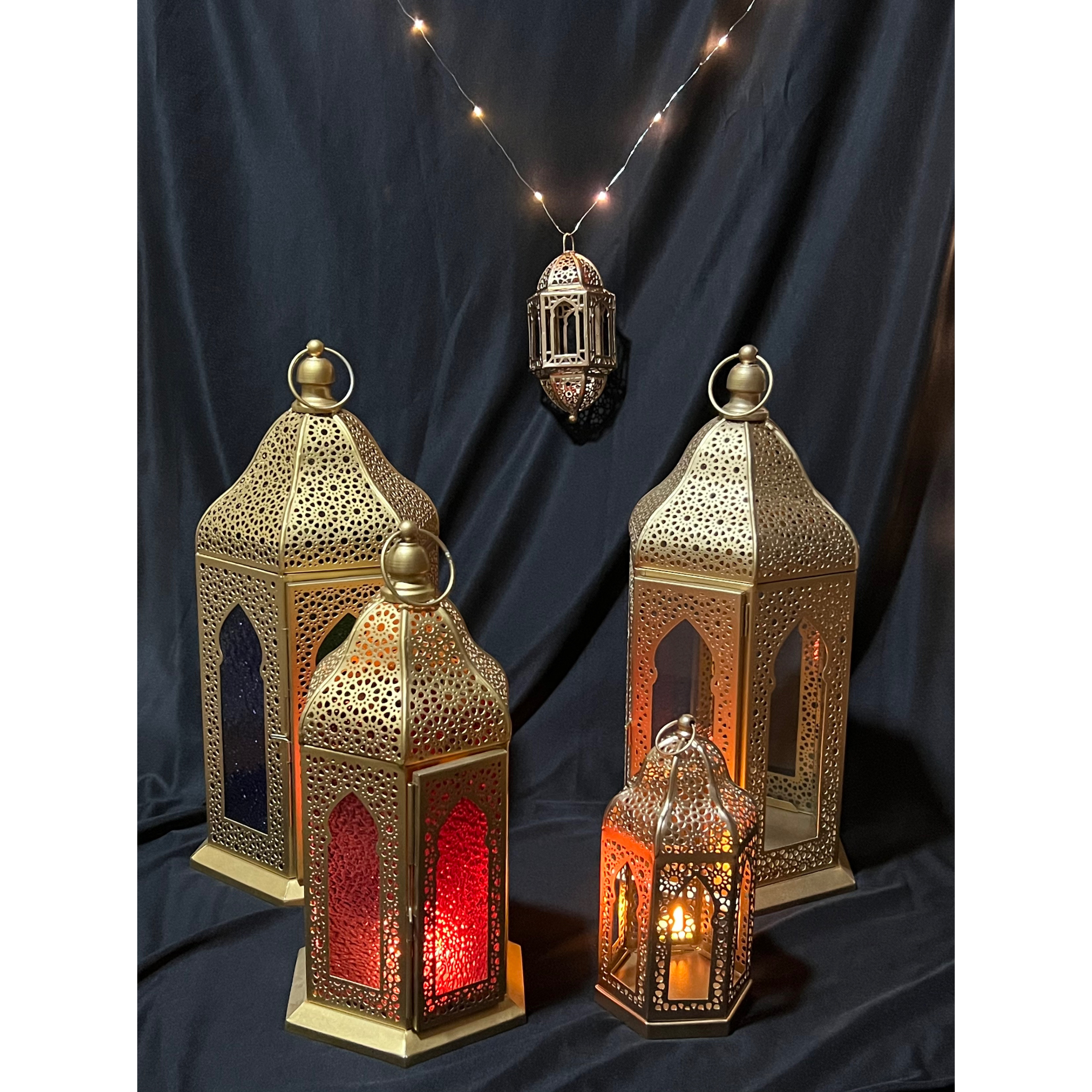 2024 Ramadan and Eid Decoration Metal Moroccan Candle Lanterns Islamic Decorative Different Sizes Table and Hanging Lanterns