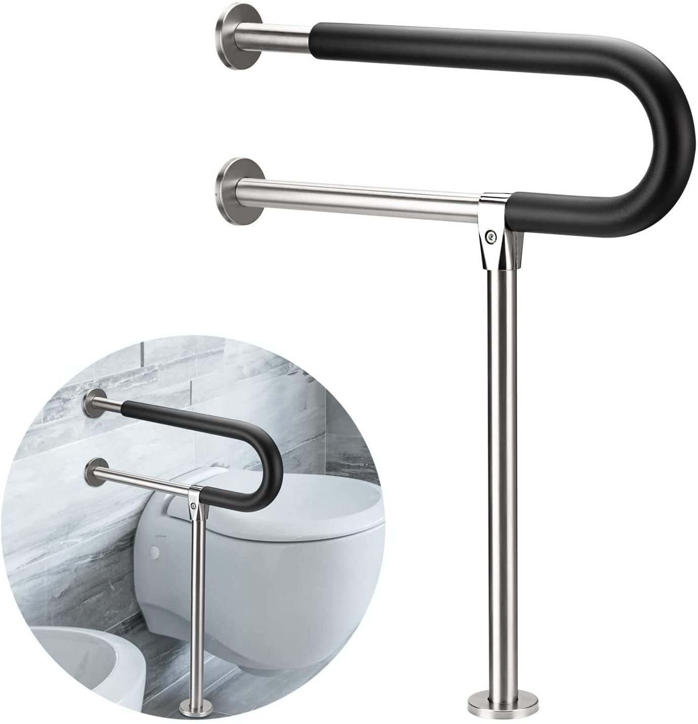 Botabay Handicap Grab Bars Rails 23.6 Inch Toilet Handrails Bathroom Safety Bar Stainless Steel Hand Support Rai