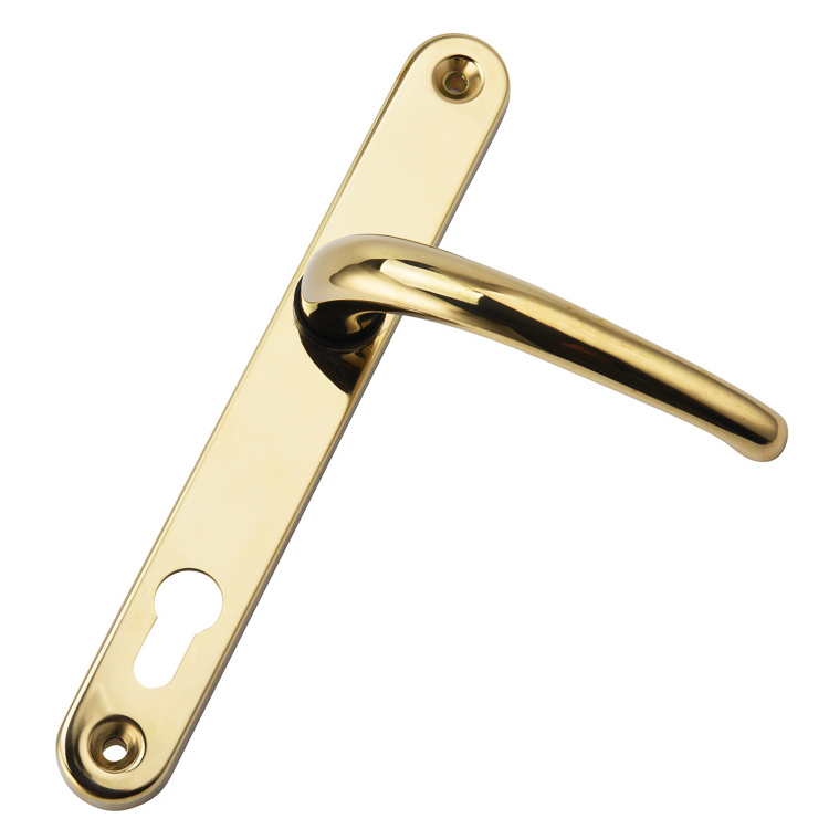 custom made pull and push plate door lever handle on plate Stainless Steel security door lever handle