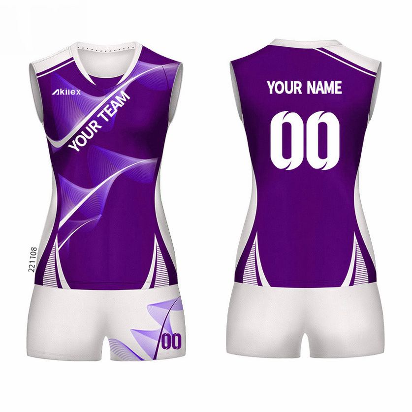 Custom new uniform design set low MOQ quick dry slim beach wear mens womens sublimation volleyball jersey