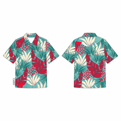 Custom printed pattern logo new design men's hawaiian shirt beach summer cool  hawaiian shirts for men