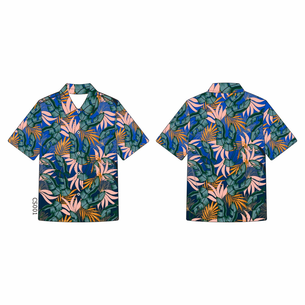 Custom printed pattern logo new design men's hawaiian shirt beach summer cool  hawaiian shirts for men