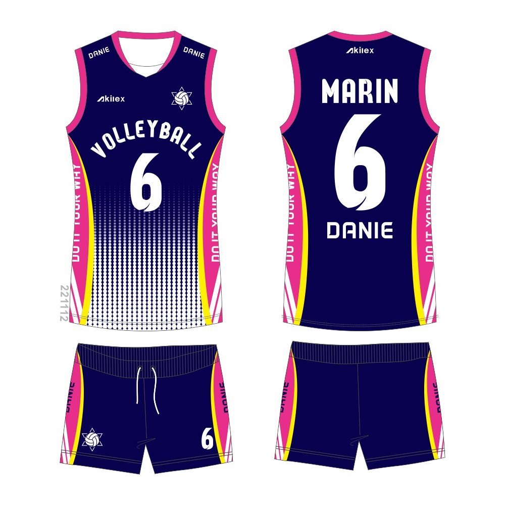 Custom new uniform design set low MOQ quick dry slim beach wear mens womens sublimation volleyball jersey