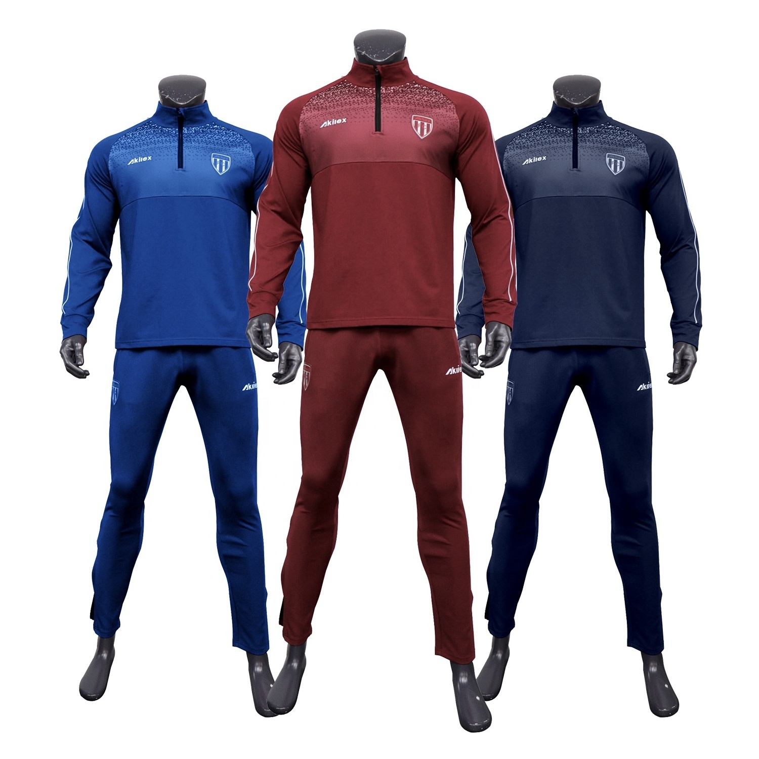 Wholesale Mens Training Fitness Sports 1/4 half zipper Track suit custom sweater trousers two piece set Tracksuit for mens