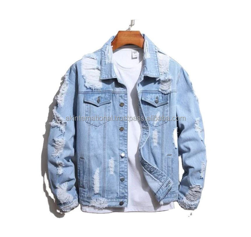 Men Winter Fashion  Ripped Denim Jacket Jean Style Jacket Jacket Factory wholesale And Customized