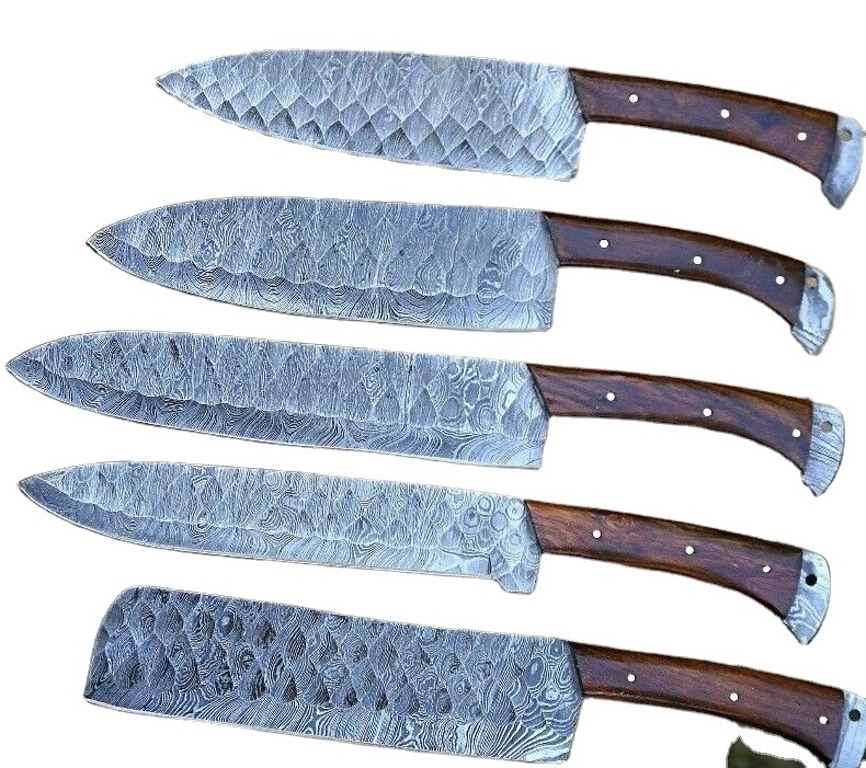 Customize Handmade DAMASCUS STEEL CHEF KNIFE Set Kitchen Knives