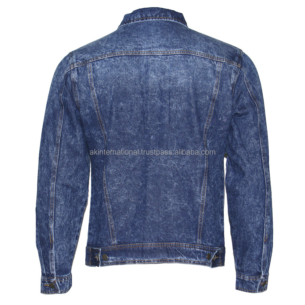 Wholesale Mens Denim Jean Jacket Faded Premium Cotton Button Up Slim Fit Red Label Customized