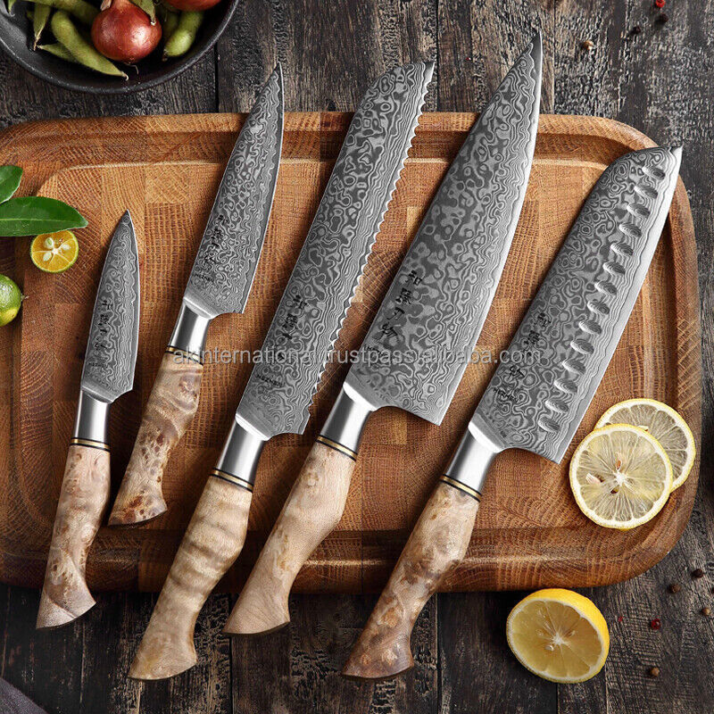 Custom Handmade HAND FORGED DAMASCUS STEEL CHEF KNIFE Set Kitchen Knives