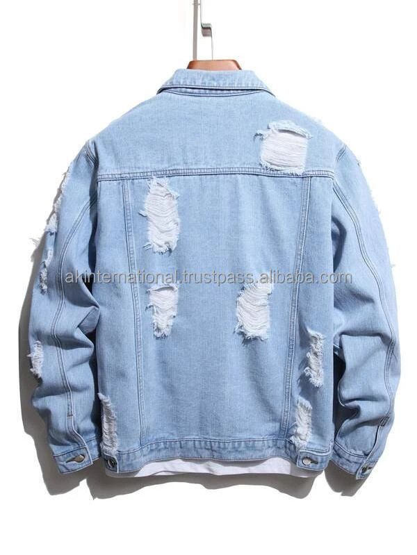 Men Winter Fashion  Ripped Denim Jacket Jean Style Jacket Jacket Factory wholesale And Customized