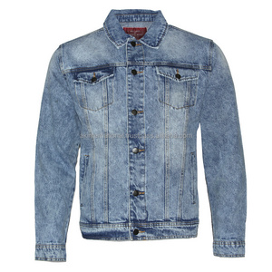 Wholesale Mens Denim Jean Jacket Faded Premium Cotton Button Up Slim Fit Red Label Customized