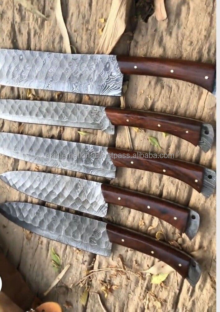 Customize Handmade DAMASCUS STEEL CHEF KNIFE Set Kitchen Knives