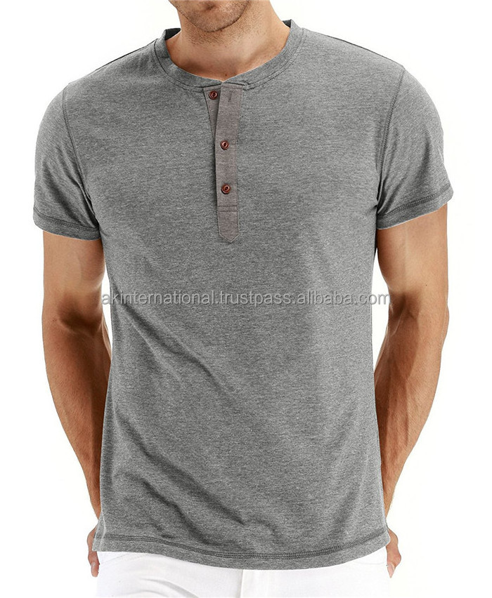 Wholesale Henley Shirts Blank Slim Fit t Shirts Mens Casual Tee 95 Cotton 5 Spandex Short Sleeve Tee With Buttons