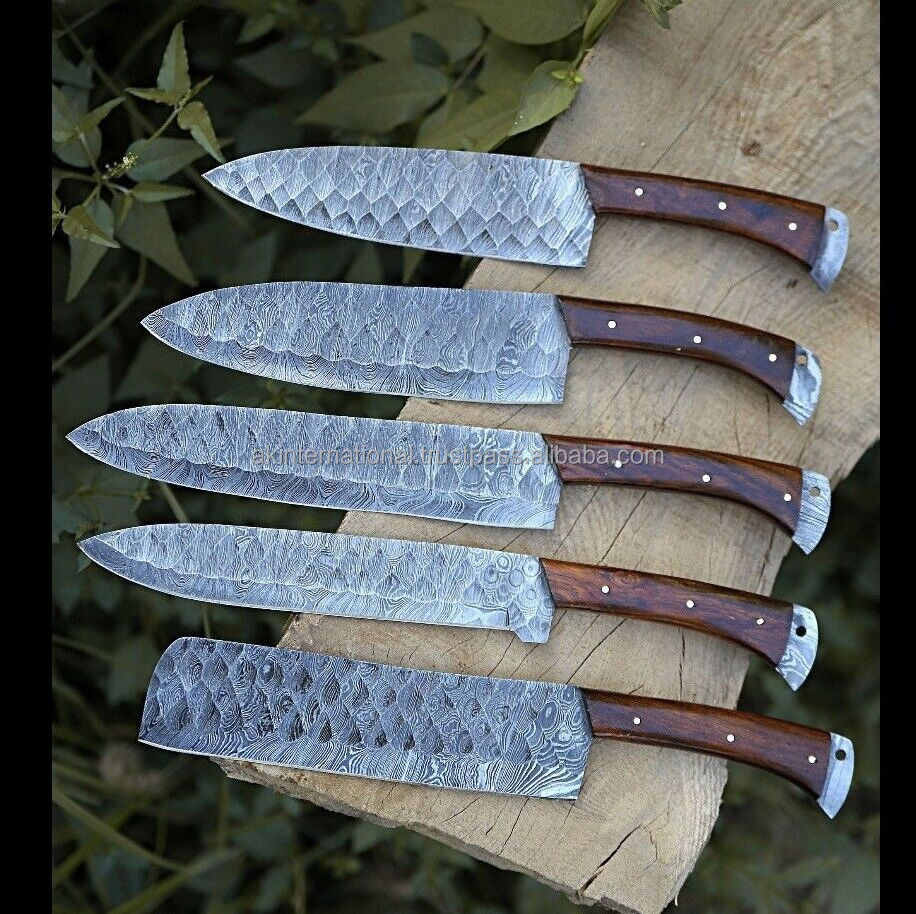 Customize Handmade DAMASCUS STEEL CHEF KNIFE Set Kitchen Knives