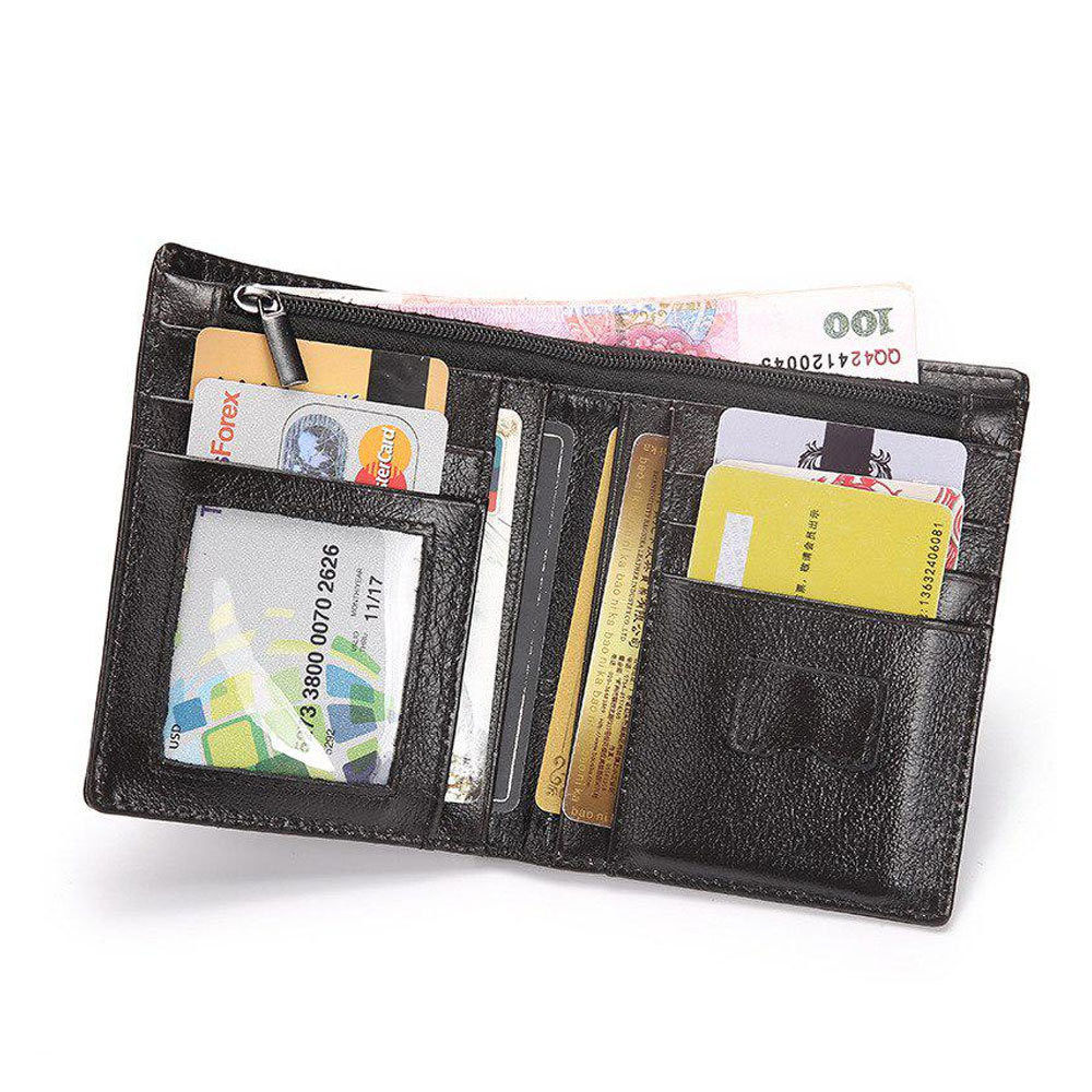 Vintage Men Wallet Genuine Leather Short Wallets Male Multifunctional Cowhide Male Purse