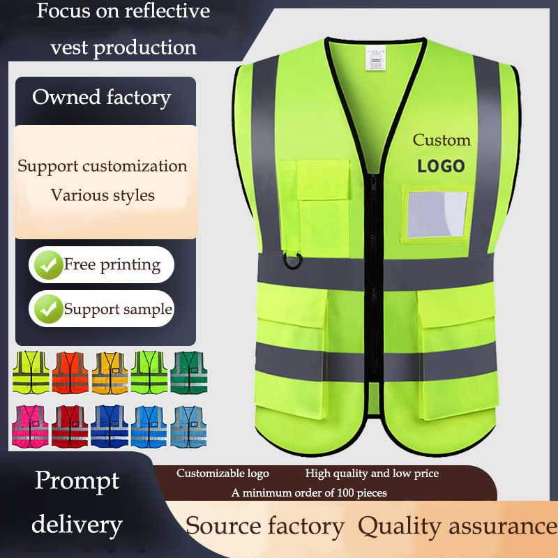 High Visibility Security Reflective Clothing for running Polyester hi viz Work Road Construction Safety Vest with logo