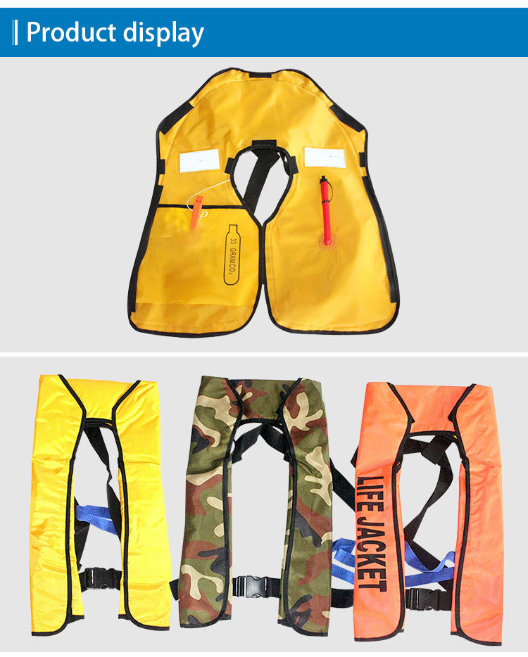 Inflatable Swimming Jacket Mountain Waterproof For Water Rescue Toddler Custom Thin Automatic 33g Co2 Cartridge Life Jackets